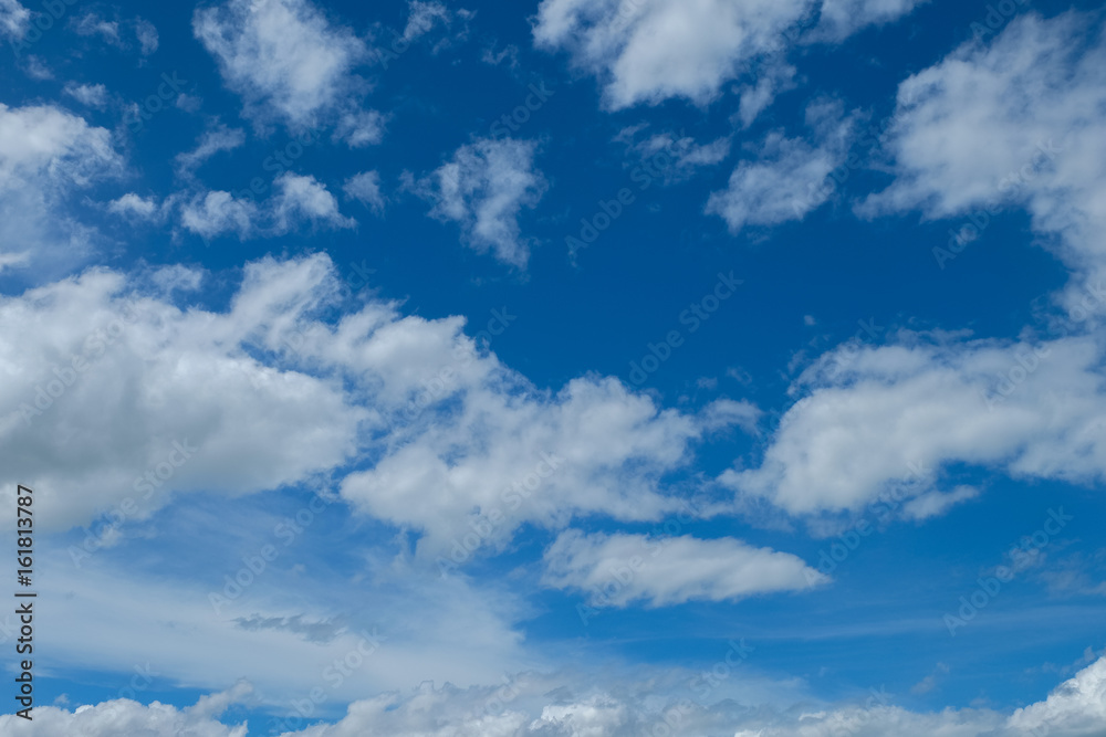 Blue sky with clouds closeup for background. Fluffy cloud in the blue sky. Blue sky with clouds closeup for background. Fluffy cloud in the blue sky.