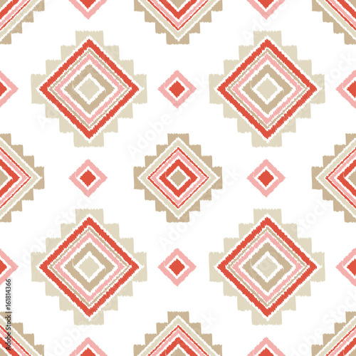Ethnic boho seamless pattern. Embroidery on fabric. Retro motif. Vector illustration. Textile rapport. 