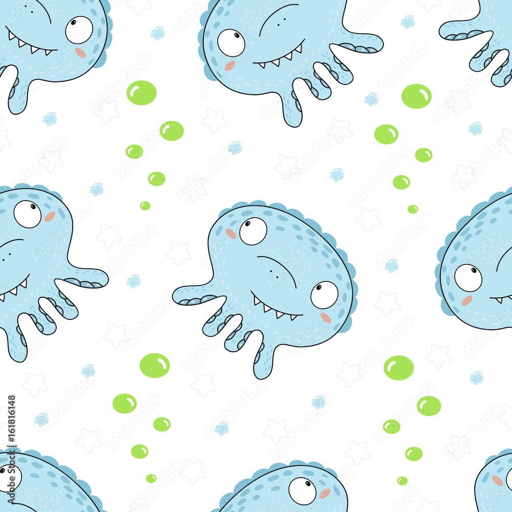 Cute monsters cartoon style. vector pattern Cute monsters cartoon style. vector pattern