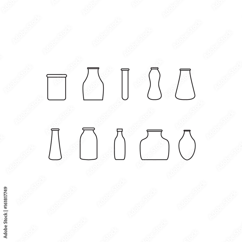 Bottle or Jar Set Icon Bottle or Jar Set Icon