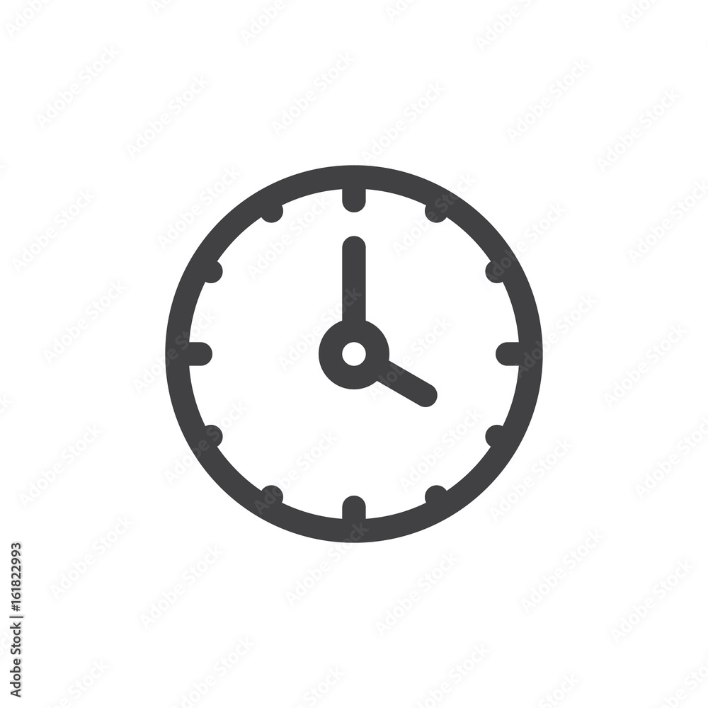 Clock line icon, outline vector sign, linear style pictogram isolated on white. Time symbol, logo illustration. Thick line design. Pixel perfect graphics Clock line icon, outline vector sign, linear style pictogram isolated on white. Time symbol, logo illustration. Thick line design. Pixel perfect graphics
