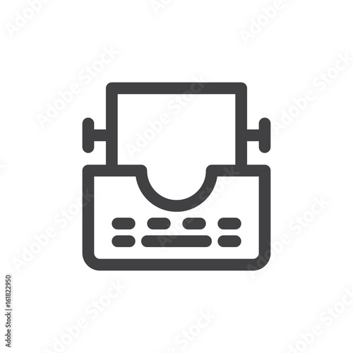 Typewriter line icon, outline vector sign, linear style pictogram isolated on white. Symbol, logo illustration. Thick line design. Pixel perfect graphics © alekseyvanin