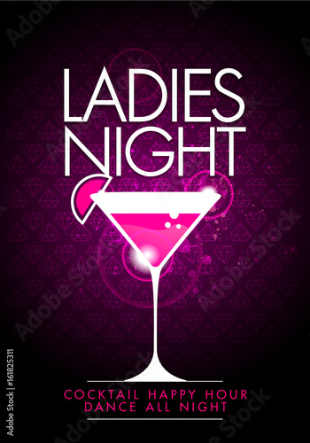 vector party ladys night flyer design template with cocktail glass