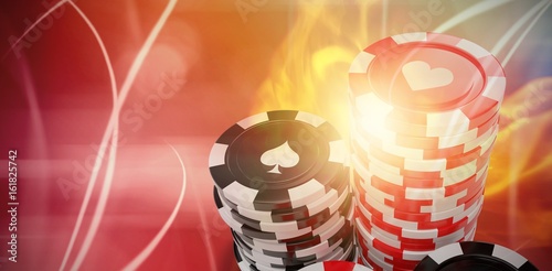 Composite 3d image of vector image of gambling chips