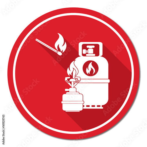 Camping stove with gas bottle icon vector