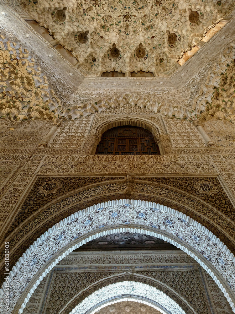 Roof inside a Nasrid Palace in the Alhambra, Granada, Andalucia, Spain