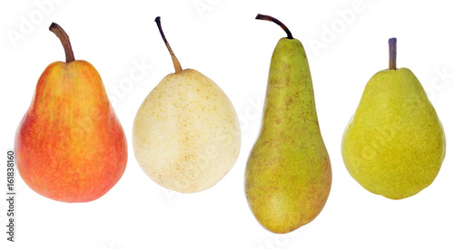 four pears isolated on white
