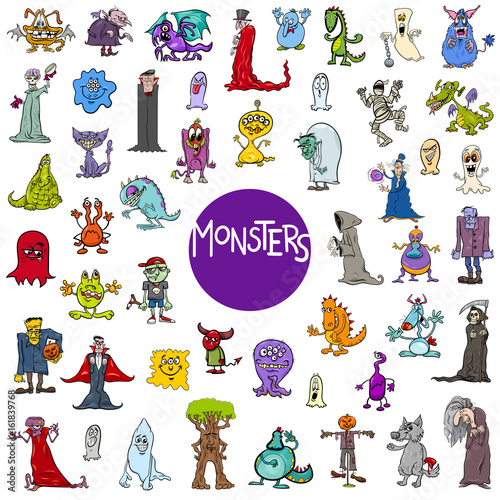 cartoon monster characters big set