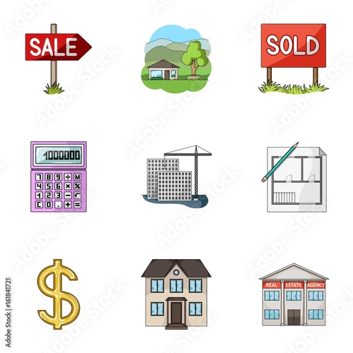 Real estate agency and other attributes. Realtor set collection icons in cartoon style vector symbol stock illustration web. photo