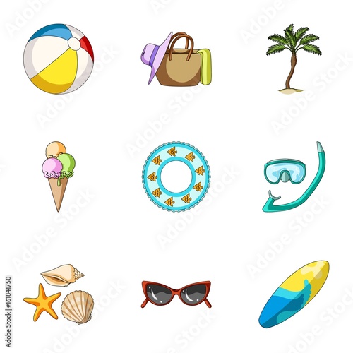 Beach, palm tree, ice cream.Summer vacation set collection icons in cartoon style vector symbol stock illustration web.