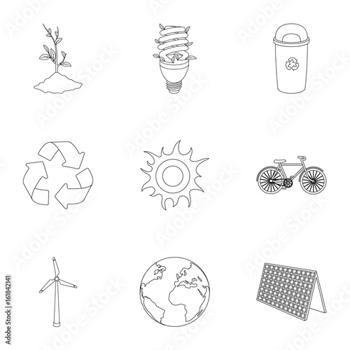 The ecology of the earth, the problems of ecology, ways to combat the ravages.Bio and Ecology icon in set collection on outline style vector symbol stock illustration.