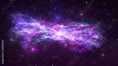 Universe with Galaxy  Stars and Colorful Nebula on Dark Starry Background 3D illustration