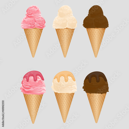 Set of ice cream. Tasty colorful ice cream. Summer cold dessert