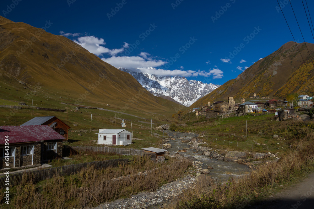 Houses, landscapes and Svan towers of Ushguli.