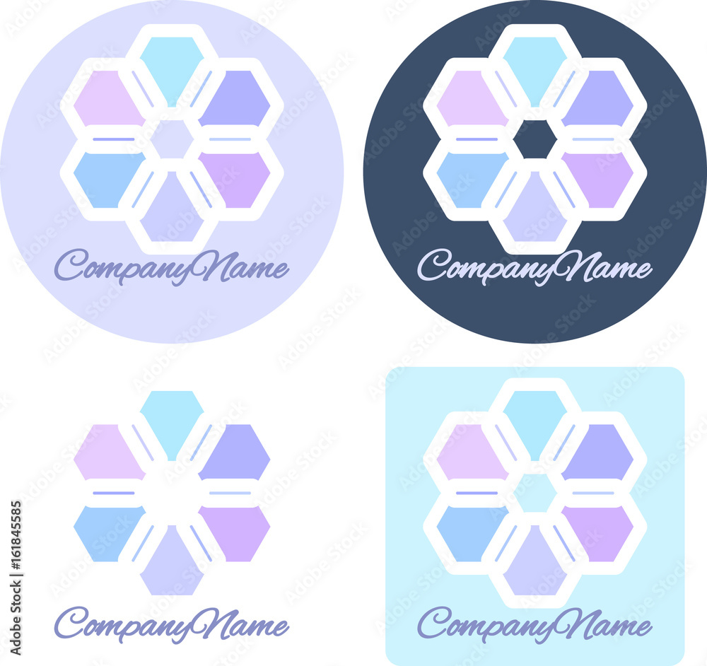 Creative logo design, abstract unique symbol in light blue colors in four options with outline Creative logo design, abstract unique symbol in light blue colors in four options with outline