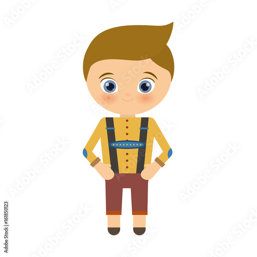 cartoon boy with bavarian costume icon over white background vector illustration