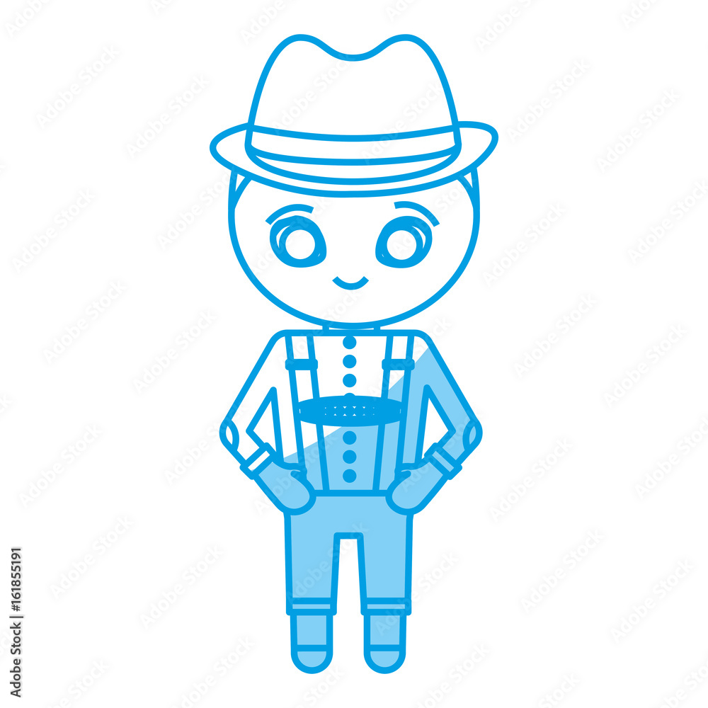 man with bavarian costume icon over white background vector illustration
