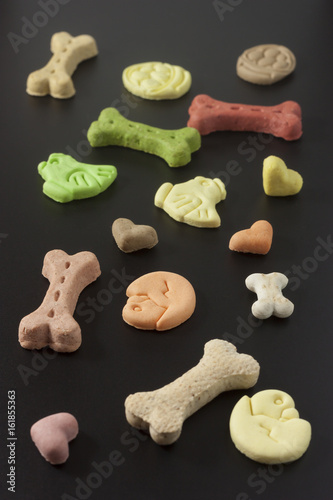 Dog cookies on a black background
