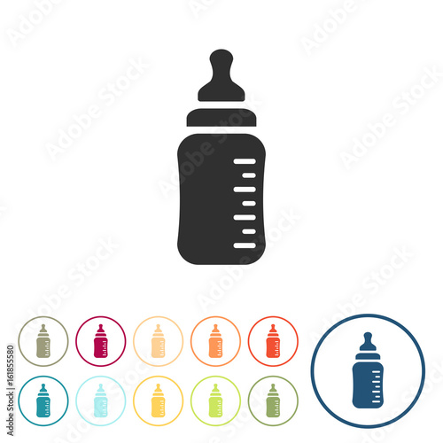 Runde Schaltflächen - Babyflasche - Babynahrung