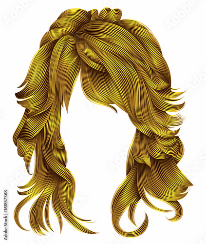 trendy woman long hairs bright yellow colors .beauty fashion .  realistic 3d