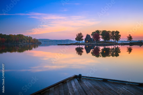 Ramsey Lake and Bell Park in Sudbury, Ontario, Canada during autumn season photo