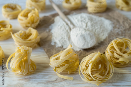 The preparations for making homemade pasta