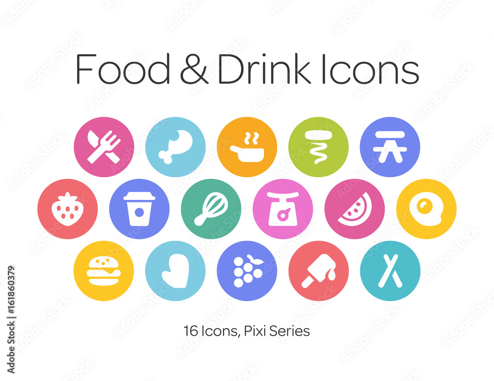 Food & Drink Icons, Pixi Series Food & Drink Icons, Pixi Series