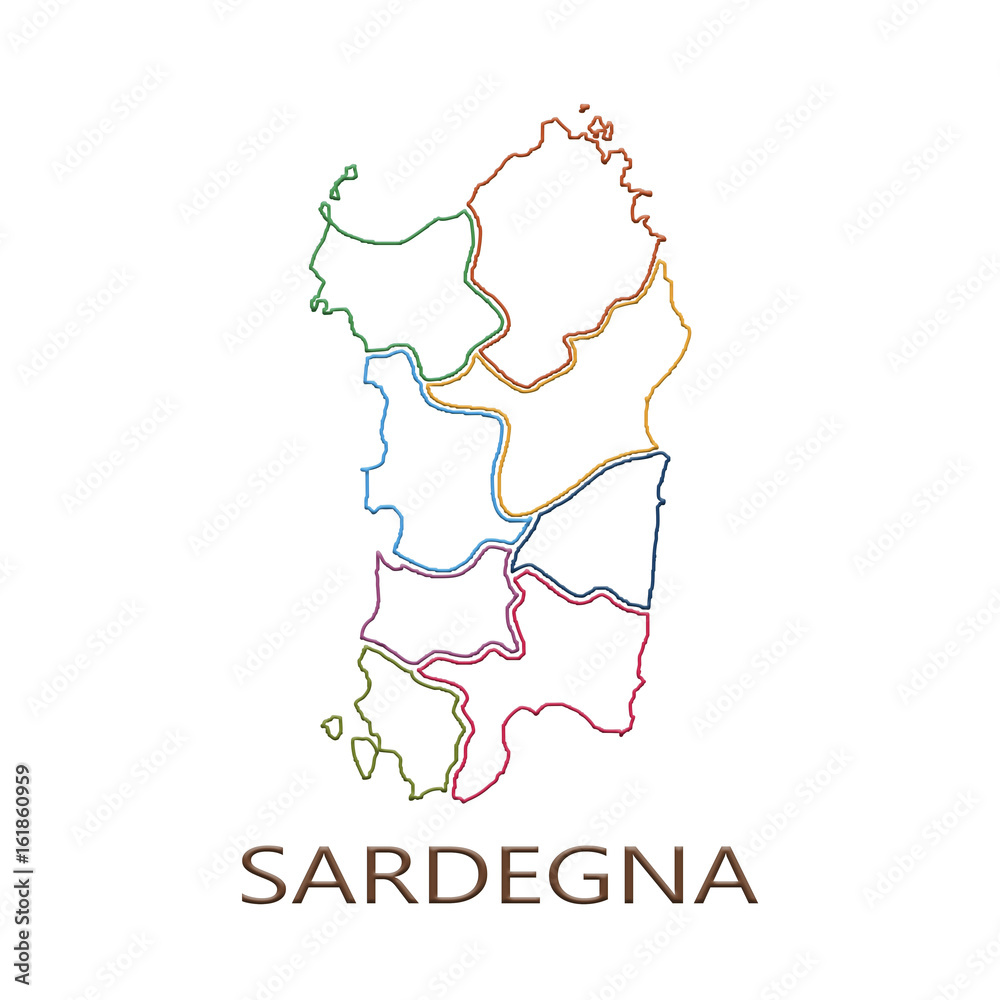 Map of Sardinia region on white background