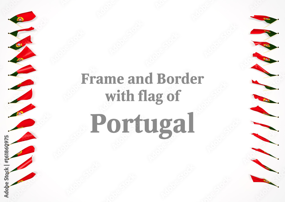 Frame and border with flag of Portugal. 3d illustration Frame and border with flag of Portugal. 3d illustration
