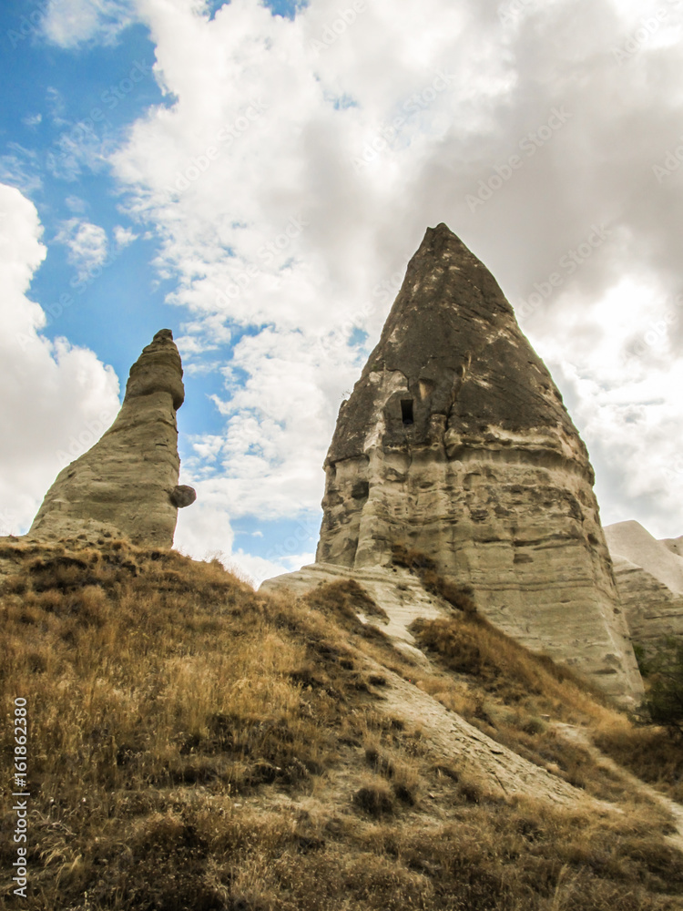 Rock formations in the Love Valley hiking path in Cappadocia
