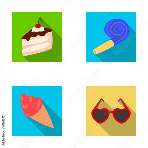 Refreshments and other accessories at the party.Party and partits set collection icons in flat style vector symbol stock illustration web. photo