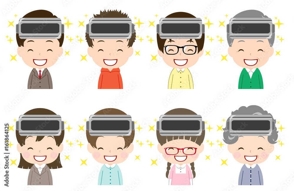 Naklejka premium VRセット 顔出し 笑顔