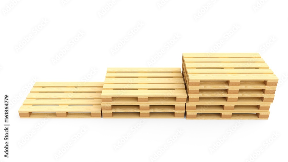 3D rendering wooden pallets isolated on white background 3D rendering wooden pallets isolated on white background