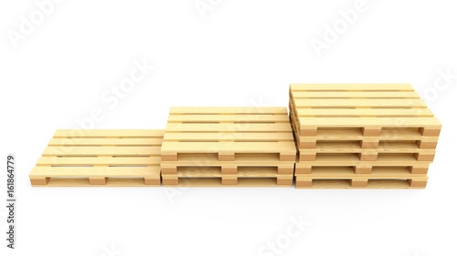 3D rendering wooden pallets isolated on white background