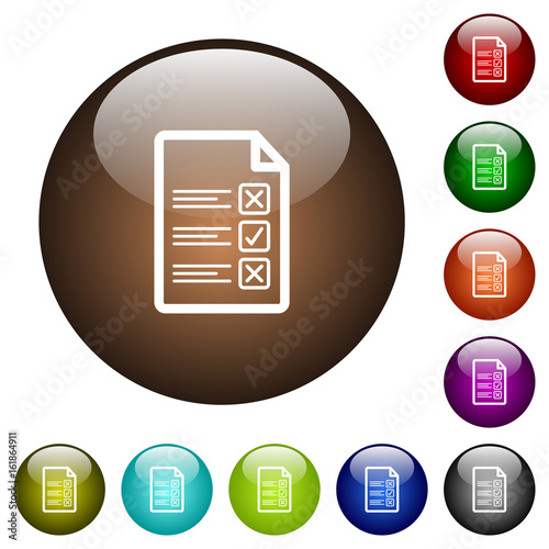Questionnaire document color glass buttons