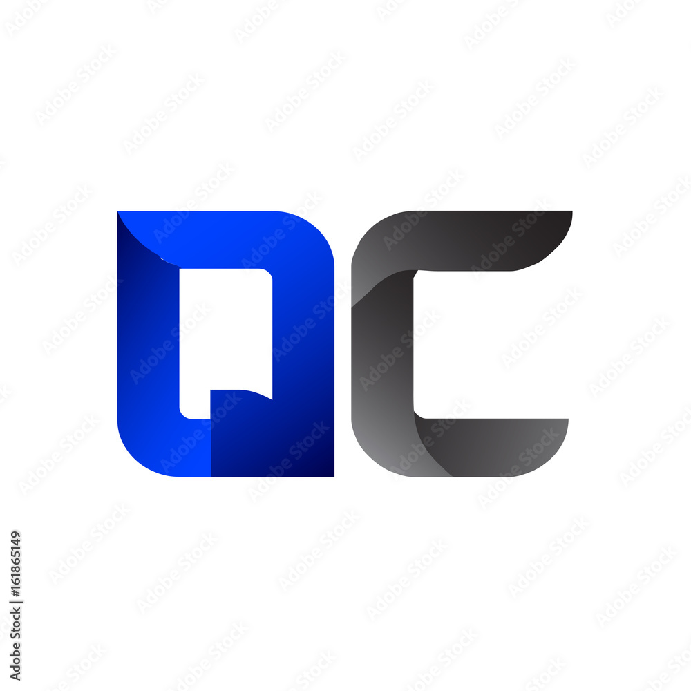 Modern Simple Initial Logo Vector Blue Grey QC Modern Simple Initial Logo Vector Blue Grey QC