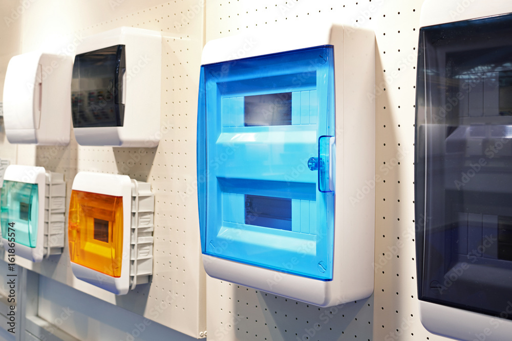 Plastic boxes for electrical installation in store Plastic boxes for electrical installation in store