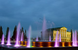 Night fountains of Tyumen city