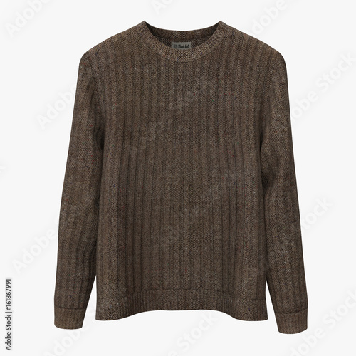 Blank Sweater on white. Front view. 3D illustration