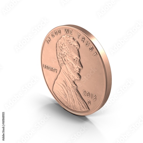 Lincoln penny on white. 3D illustration photo