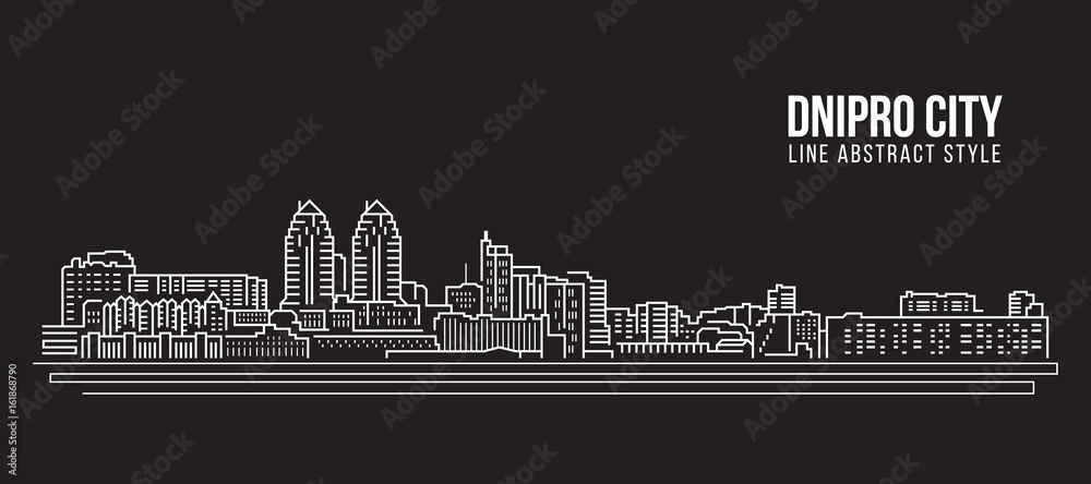 Cityscape Building Line art Vector Illustration design - Dnipro city