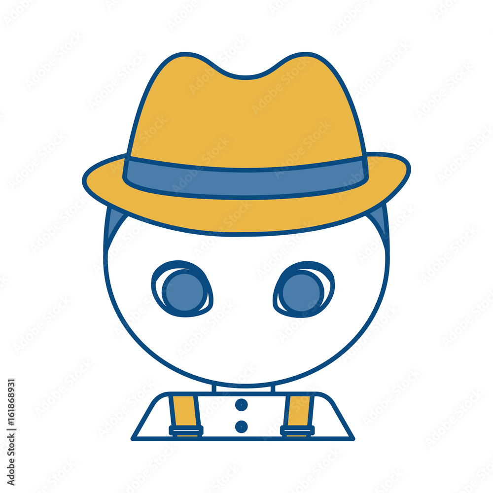 man face wearing hat icon over white background colorful design vector illustration
