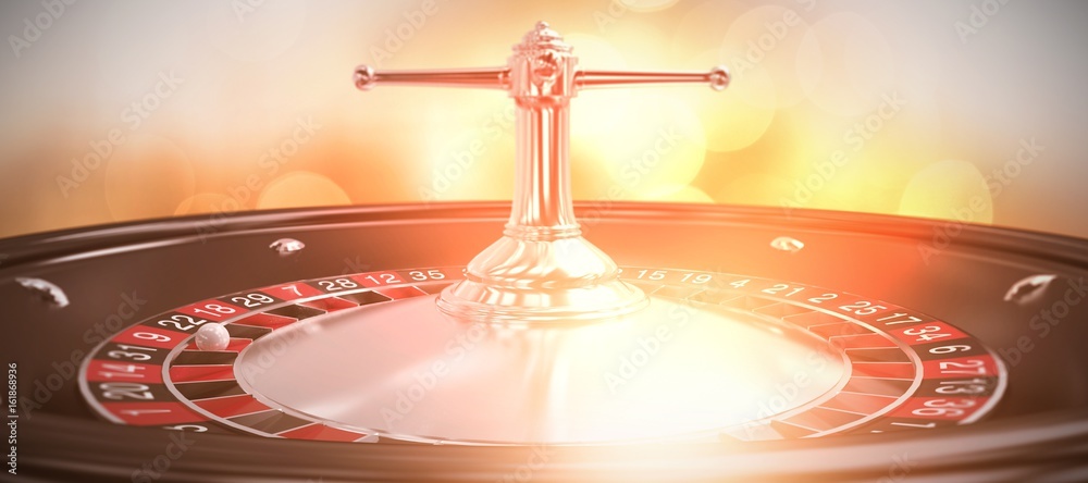 Naklejka premium Composite image of close up image of 3d roulette wheel