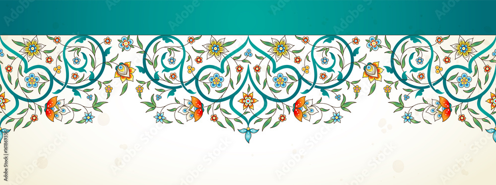 Arabesque seamless border in Eastern style.