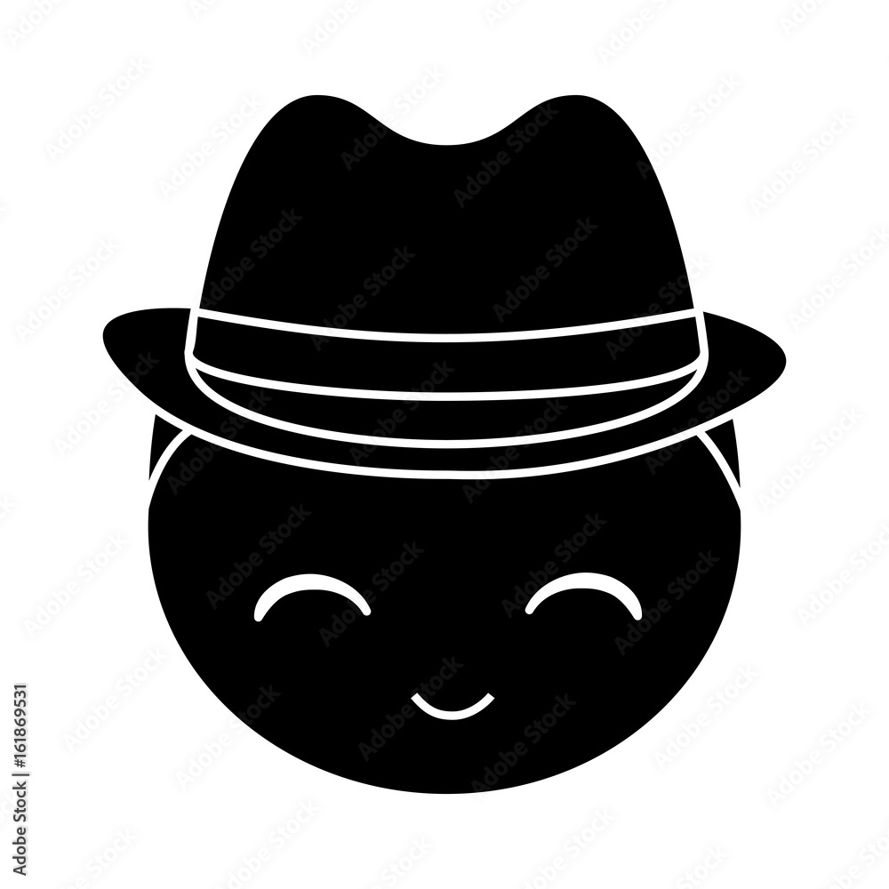 man face wearing hat icon over white background vector illustration man face wearing hat icon over white background vector illustration