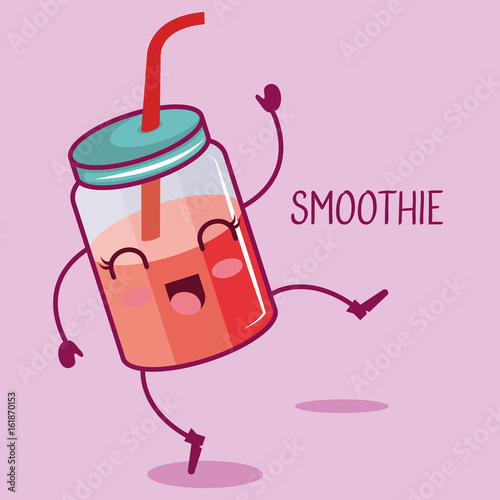 Kawaii smoothie over lilac background vector illustration