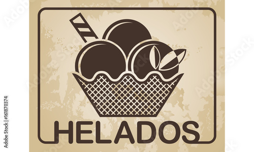 Helados - mexican or spanish ice-cream with fruits - vector