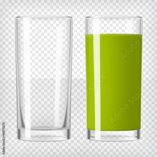 Green smoothie juice and an empty glass.