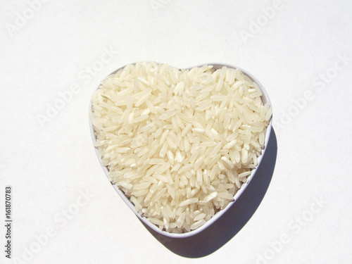 White rice on a white background 