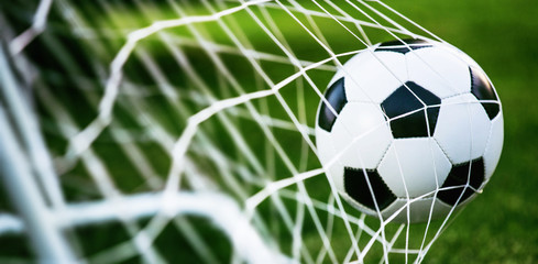 Soccer ball in goal
